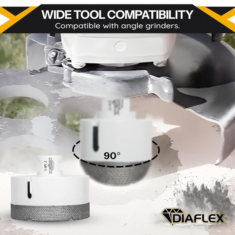 DIAFLEX Premium Brazed Core Bit – 3" Diamond Hole Saw for Porcelain, Ceramic, Stone, Dekton – 5/8"-11 Thread – Fast Clean Cuts – Vacuum Brazed – Wet or Dry Use - Image 5